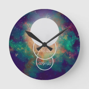 Horloge Ronde vous êtes cosmopolite nébulla pleine lune