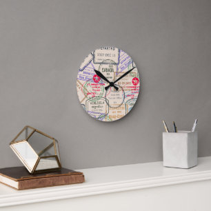 Horloge Ronde Voyage de timbres de passeport