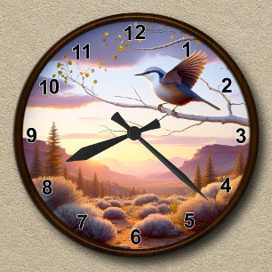 Horloge Ronde Vue personnalisable de la montagne de la sittelle