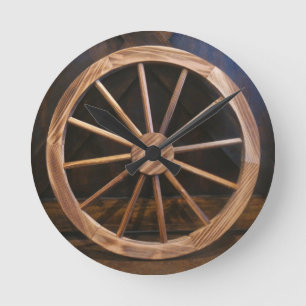 Horloge Ronde Wagon Wheel Clock