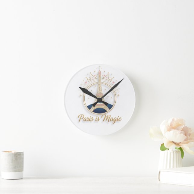 Horloge Ronde Wall Clock - Paris Elegant Eiffel Tower (Maison)