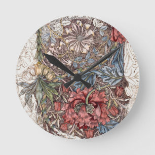 HORLOGE RONDE WALLCLOCK : WILLIAM MORRIS : HONEYSUCKLE + TULIP