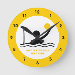 Horloge Ronde Water polo player black silhouette custom