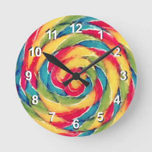 Horloge Ronde Watercolor Rainbow