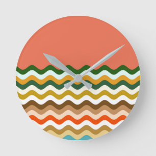 Horloge Ronde Wavy Zigzag Multicolor Motif