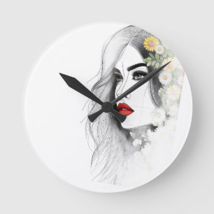 Horloge Ronde Whispers of Nature - Beauté féminine en fleurs