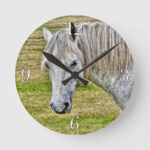 Horloge Ronde White New Forest Pony Wild Horse
