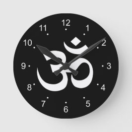 Horloge Ronde White on Black World