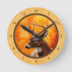 Horloge Ronde Whitetail Deer Autumn