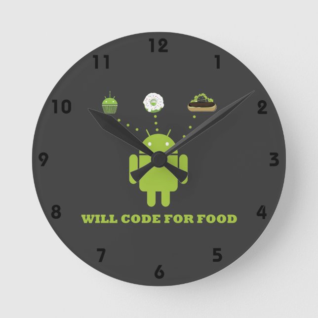 Horloge Ronde Will Code For Food (Développeur Logiciel Android) (Recto)