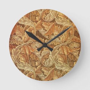 Horloge Ronde William Morris Acathus Brown Feuilles d’automne