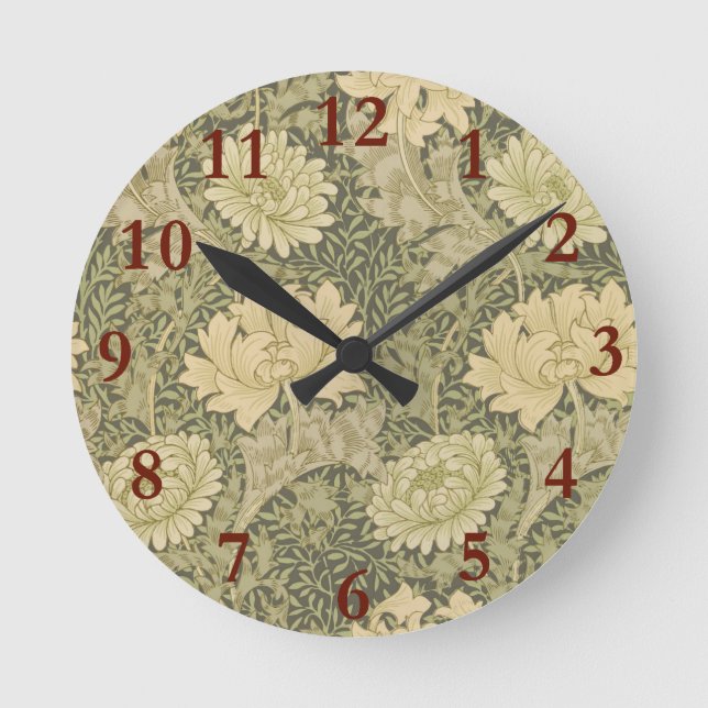 Horloge Ronde William Morris Chrysanthemum Fleur d'âge (Recto)