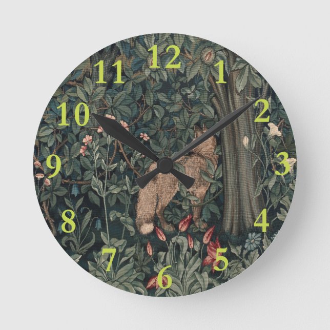 Horloge Ronde William Morris Faune sauvage Fox (Recto)