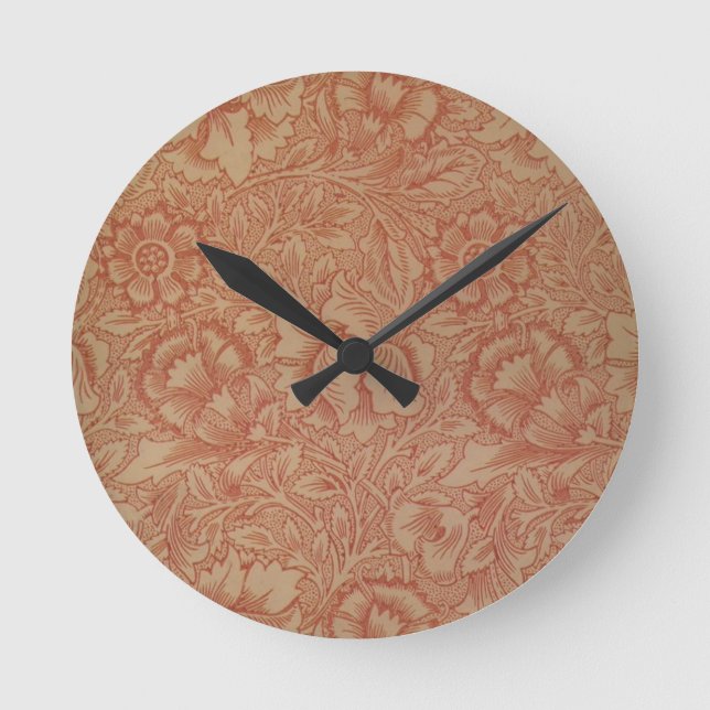 Horloge Ronde William Morris Fleur de pavot rose Floral (Recto)