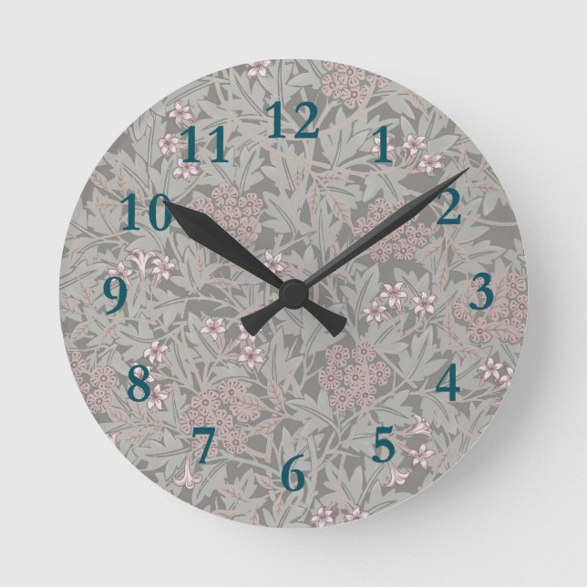Horloge Ronde William Morris Jasmine Motif de fleurs (Recto)