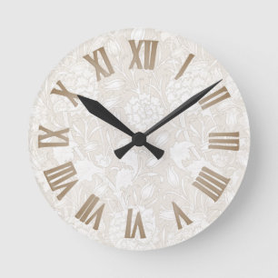 Horloge Ronde William Morris Motif Floral à Sepia