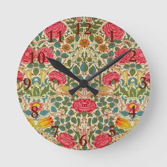 Horloge Ronde William Morris Rose Floral Chintz rose (Recto)