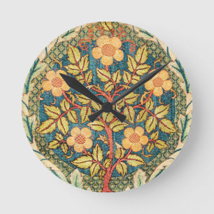 Horloge Ronde William Morris Rose Wreath 