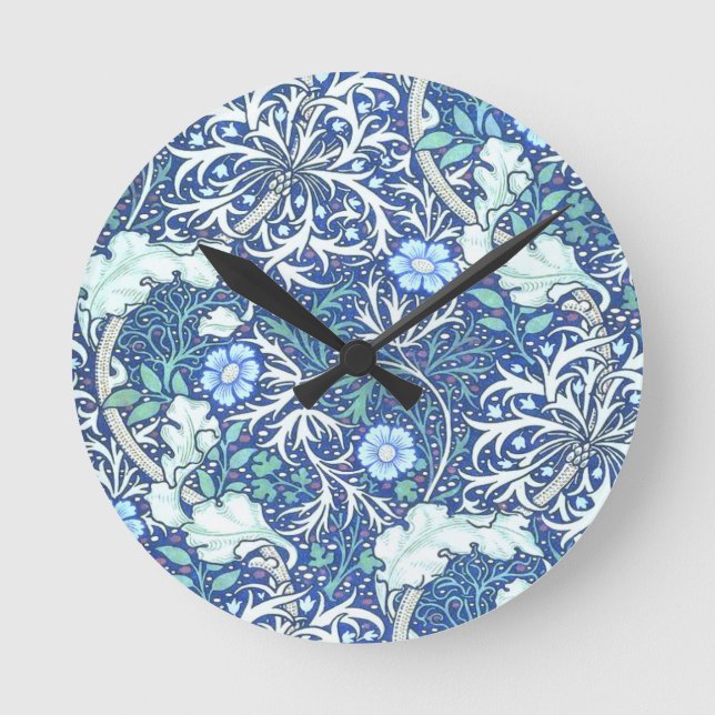 Horloge Ronde William Morris Seaweed Blue (Recto)