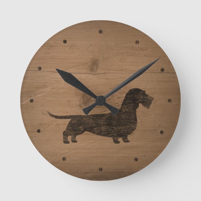 Horloge Ronde Wire Haired Dachshund Silhouette (Recto)