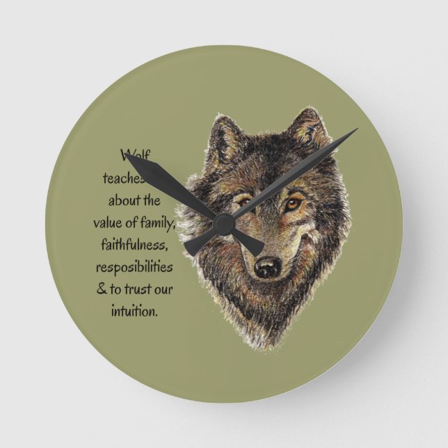 Horloge Ronde Wolf totem Inspirational Spirit Guide Animal (Recto)