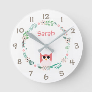Horloge Ronde Woodland Animals Kids Nursery Wall Clock