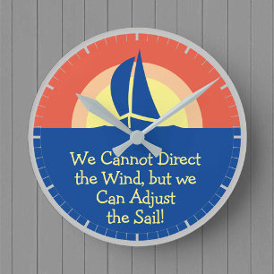 Horloge Ronde Yacht Racing Voile Avec Coucher De Soleil