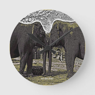 Horloge Ronde Yeux éléphants