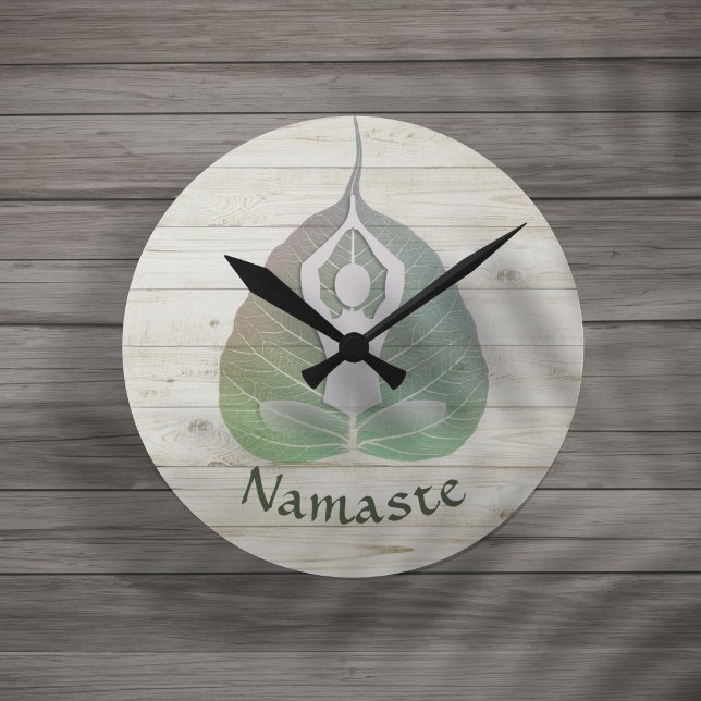 Horloge Ronde Yoga Instructeur Studio Méditation Pose Bodhi Leaf (Créateur téléchargé)