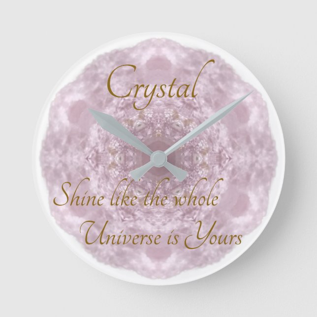 Horloge Ronde Your Name Custom Crystal Rose Quartz (Recto)