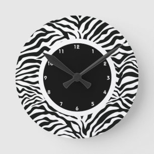 Horloge Ronde Zèbre noir et blanc