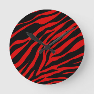 Horloge Ronde zèbre rouge