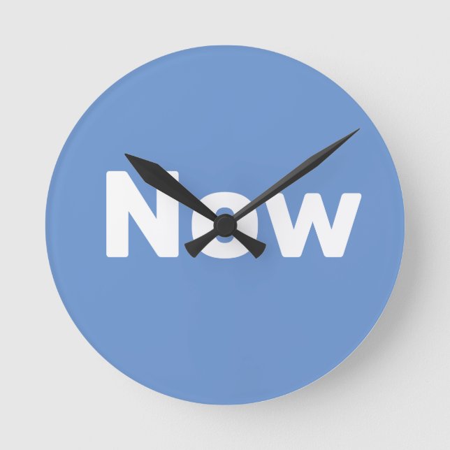 Horloge Ronde Zen, mindfulness, simple, bleu et blanc (Recto)