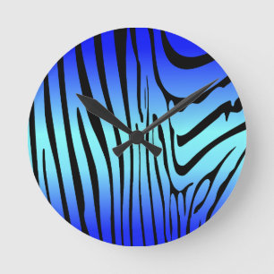 Horloge Ronde Zesty Zebra Blue