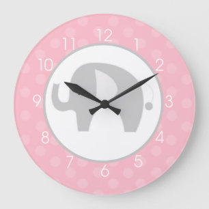 Horloge rose et grise d'éléphant