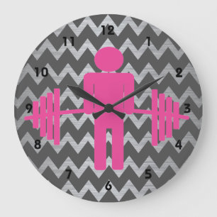 Horloge rose et grise d'haltérophilie de forme
