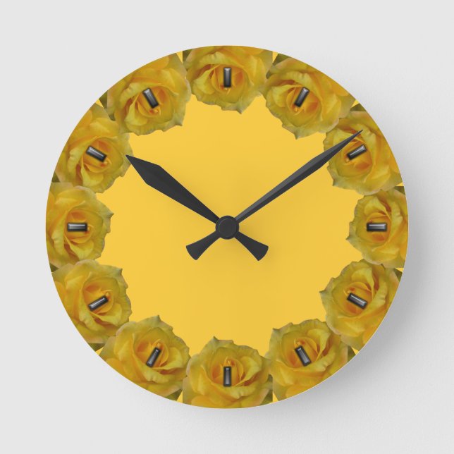 Horloge rose Rose jaune Fleur Mur Horloge Rose Cad (Recto)