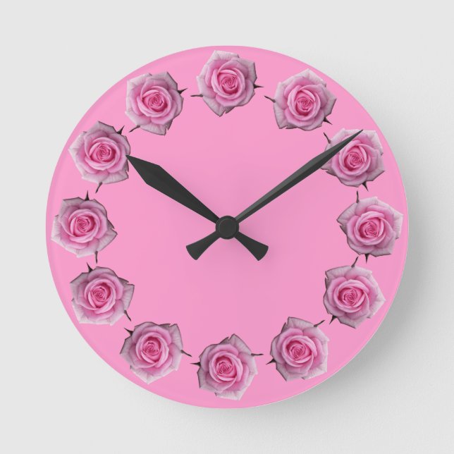 Horloge rose Rose Rose Rose Fleur Mur Horloge Rose (Recto)