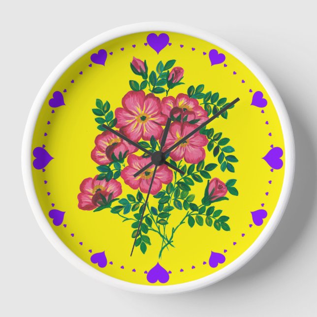 Horloge Roses rose jaune (Recto)