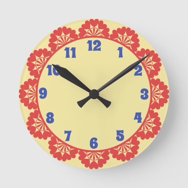 Horloge rouge, citron et bleu pâle de cuisine (Recto)
