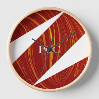 Horloge Rouge Jaune Blanc Abstrait