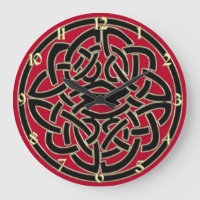 Horloge rouge noir et or métal celtique noeud