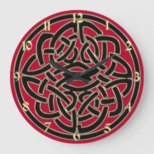Horloge rouge noir et or métal celtique noeud