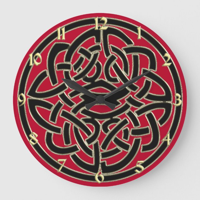 Horloge rouge noir et or métal celtique noeud (Recto)