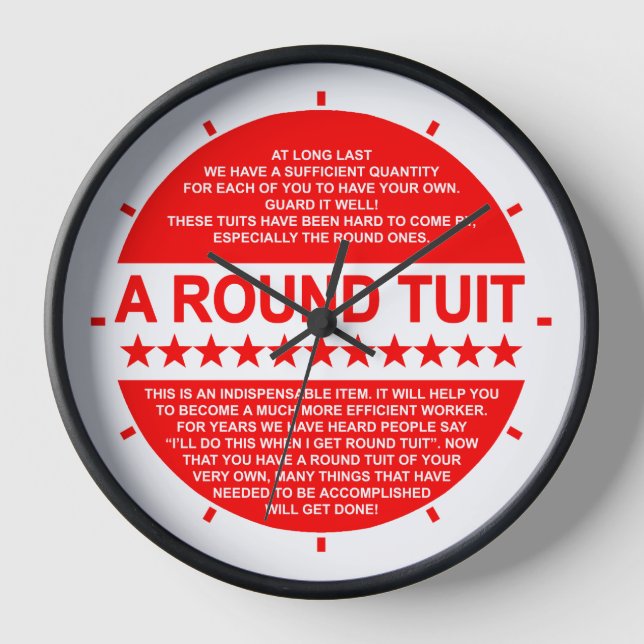 Horloge Round Tuit, Jobber's (Recto)
