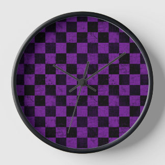 Horloge Rustic Checks, Purple and Black