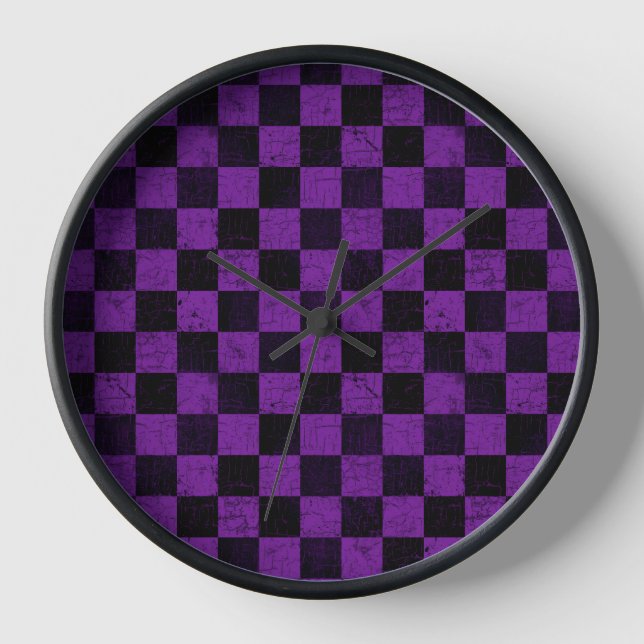 Horloge Rustic Checks, Purple and Black (Recto)
