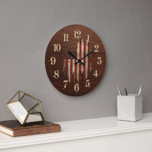 Horloge rustique du drapeau américain en détresse