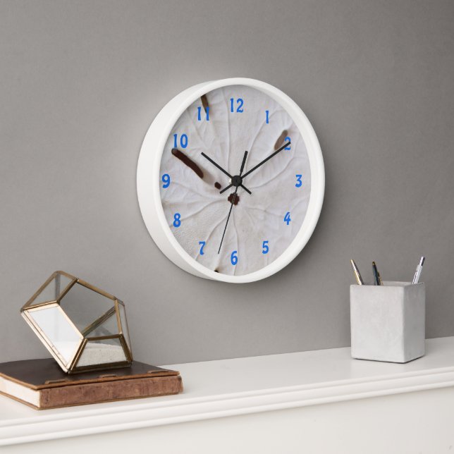 Horloge Sable Dollar Plage Côtière Blanc Grey tendance Cut (Bureau)