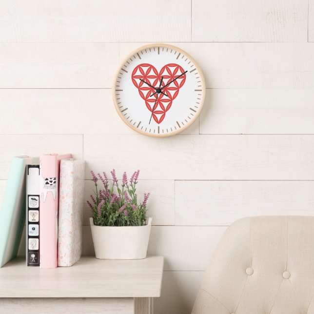 Horloge Sacred Heart - Coeur de vie, 3D/Rouge. (Salle de lecture)